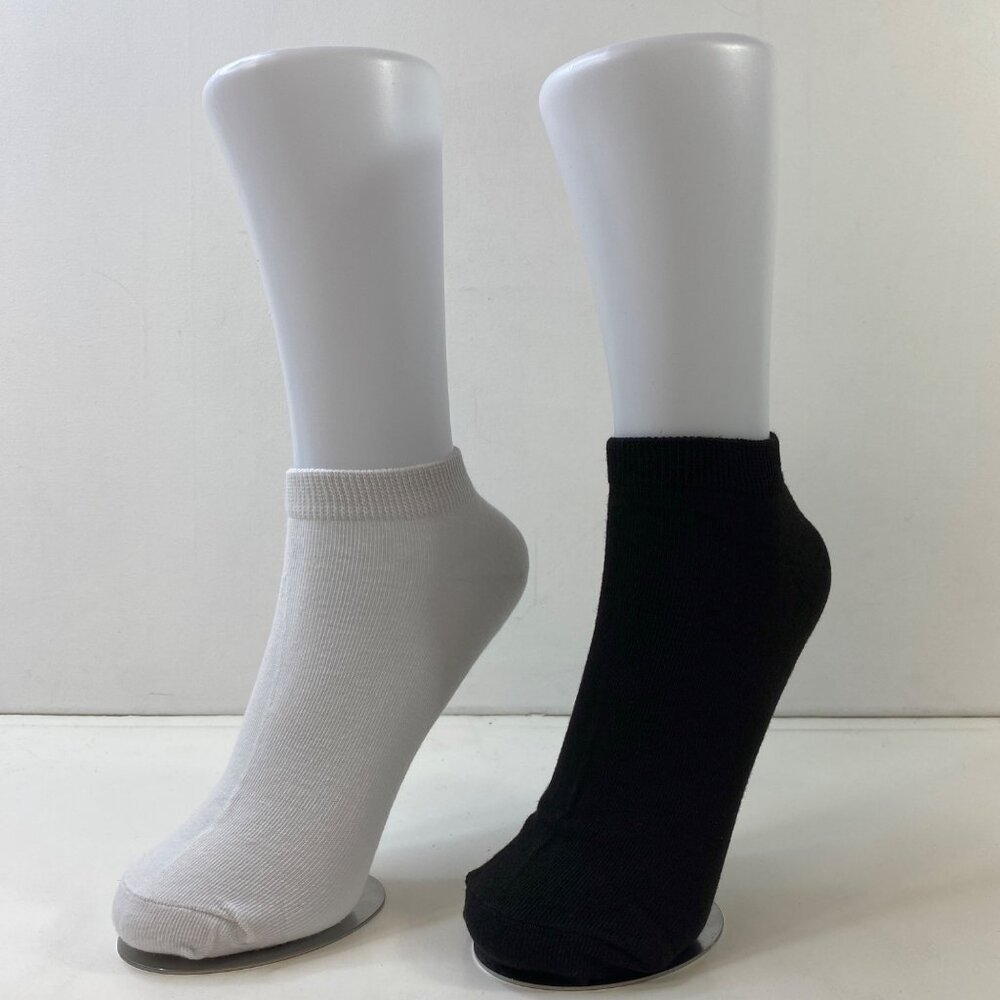 Womens Ankle Socks Set 2 Solid White Black